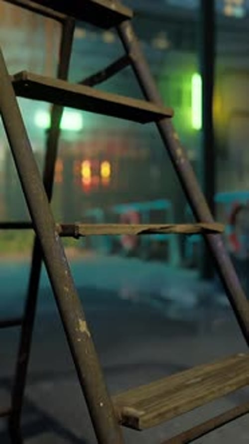 A Wooden Ladder Sitting on the Side of a Road
