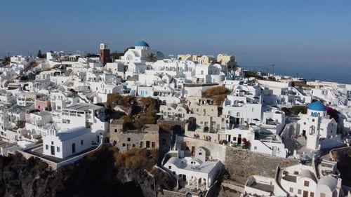 Santorini Oia village cliffside houses and hotels in Santorini, Greece