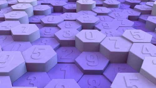 Abstrakter 3D-Hintergrund mit Zufallszahl, sechseckig, Melrose