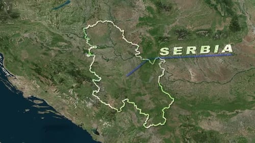 Global Map Zoom to Country Outline Reveal with Text