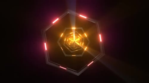 Futuristic tunnel with vibrant neon lights creates a stunning visual journey