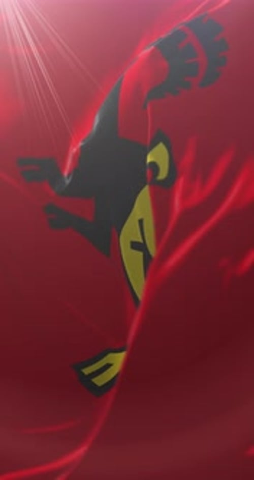 Vertical Waving Flag with Stylized Ram Emblem Animation