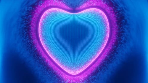 Purple and Blue Neon Beating Heart Particles Vj Loop