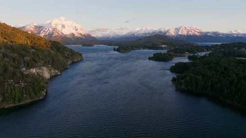 Panoramic View Of Lake District And Snow-capped Mountain Range