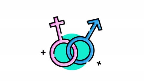 Flat Design Animated Interlocking Male and Female Gender Symbols