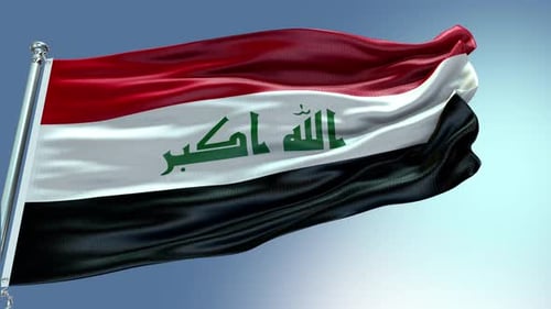 Photorealistic Flag of Iraq Waving in the Wind