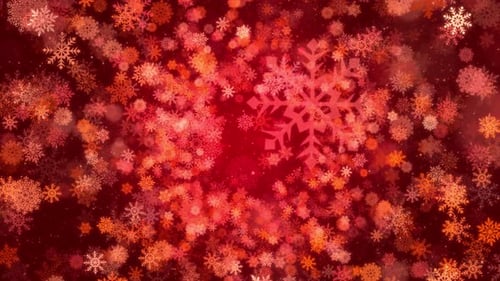 Festive Red Christmas Background with Falling Snowflakes