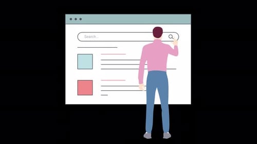 Flat Design Animation of a Person Performing an Online Search