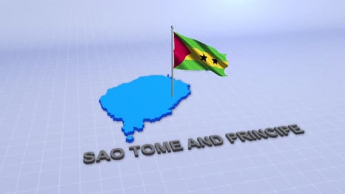 Carte de Sao Tomé-et-Principe avec drapeau