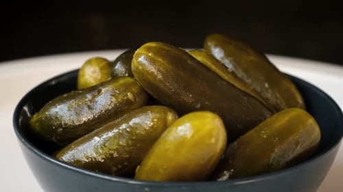 Bowl Full of Crunchy Green Dill Pickles