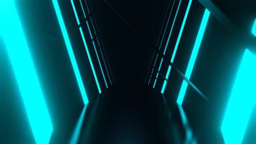 Cyan And Pink Neon Strobe Corridor With Asymmetrical Frames Background Vj Loop I 4K