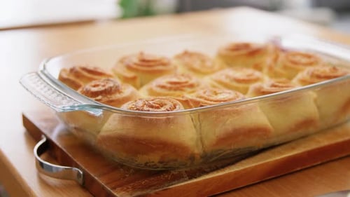 Culinary, Bake and Food Cooking Concept - Baked Roll Buns in Baking