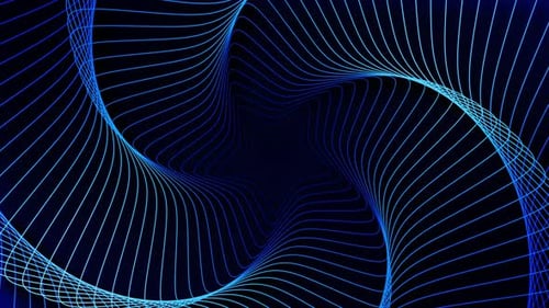 Dynamic Geometric Blue Glowing Wireframe Tunnel Loop Background