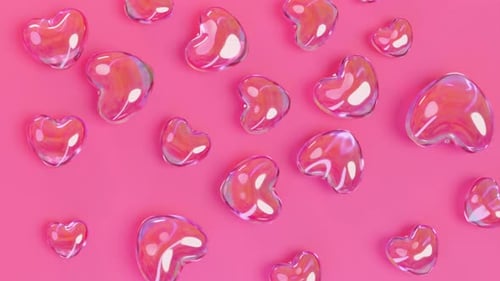 Shiny Glass Heart Bubbles Seamless Loop Background