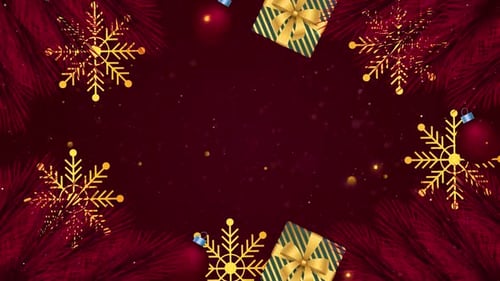 Elegant Christmas Holiday Frame with Golden Snowflakes