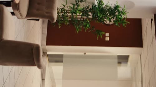 Vertical Video Empty Hotel Lounge with Cozy Furniture