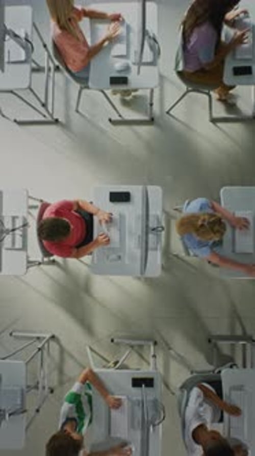 Children Typing on Keyboards in Computer Lab