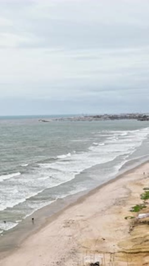 Beautiful top view over beach. Coast landscape in Ghana