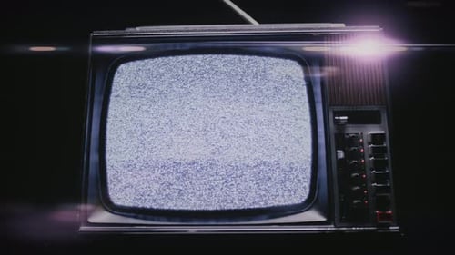 Retro Television with Static in a Dark Room