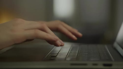 Unrecognizable Woman Hands Typing and Press Enter Close Up