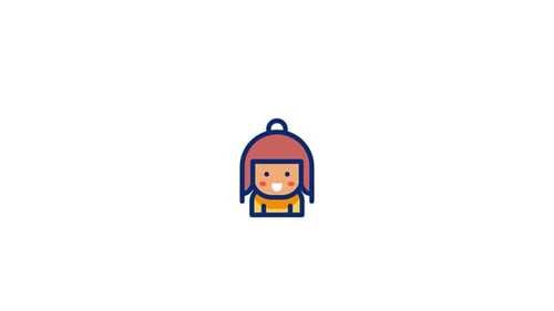 Animated Flat Design Smiling Girl Icon