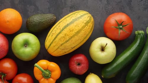 Overhead Shot of Colorful Fruits and Vegetables