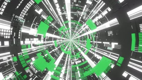 Green SciFi Tech Tunnel Loopable Motion Background