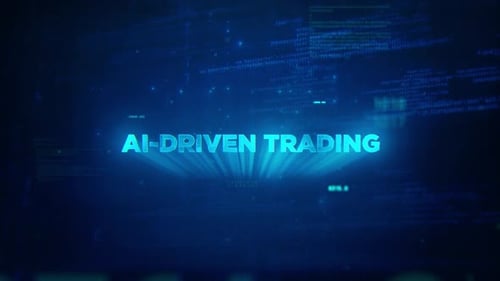 AI Driven Trading Text Reveal with Futuristic Glitch Effect