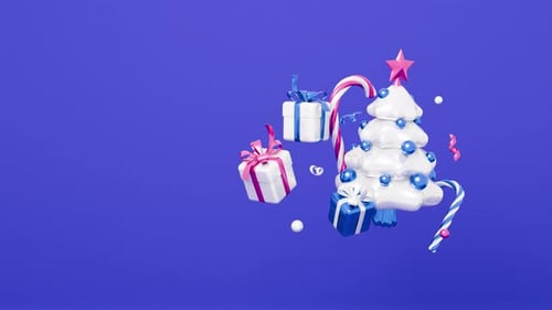 Christmas gifts loop animation. 3d render cartoon style. Xmas Eve and New Year celebration, holidays