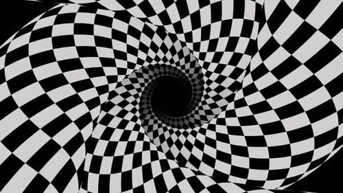 Rotating Black and White Checker Spiral Hypnotic Illusion Loop Animation