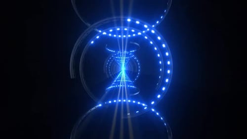 Abstract futuristic tunnel with neon lights for modern technology concepts