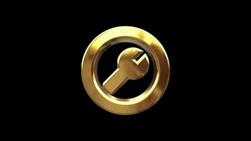 Animated Golden 3D Wrench Settings Icon Rotation