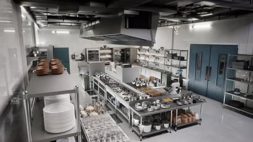 Professional Kitchen , View Counter In Stainless Steel