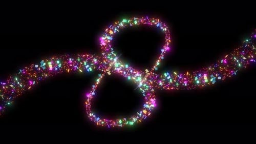 Fairy Magic Confetti Particle Trail On Alpha Channel Background. Shiny Multi Color Glitter Backgroun