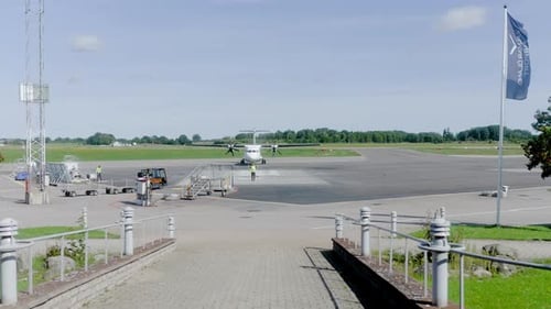 Airplane air craft Boeing approaching airport after flight across countries lifted Covid-19 restrict