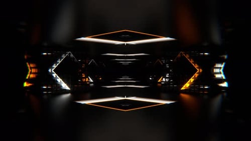 Orange And White Neon Squares Amazing Endless Tunnel Background Vj Loop In 4K