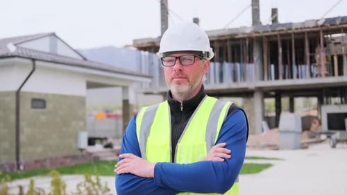 Construction Worker Standing On Building Site