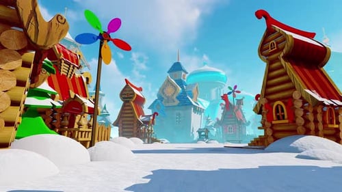 Fairytale Village With Wooden Houses.