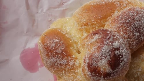 Sugar-Covered Pan de Muerto Sweet Bread Close Up