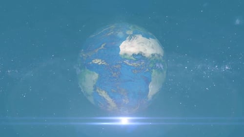 Realistic 3D Earth Rotating in Space with Lens Flare