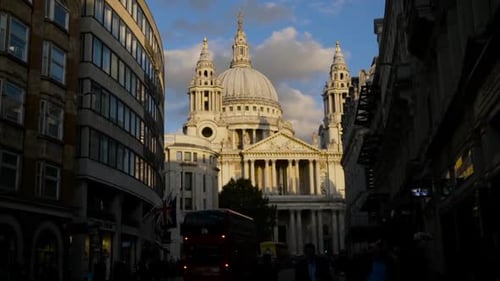 Majestic St Paul's Cathedral Emerging From London Streets at Sunset