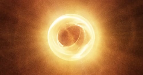 Fiery energy orb radiating particles in a seamless loop animation. 3D render