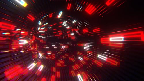 Red And White Mesh Neon Torus Tunnel Background VJ Loop l 4K