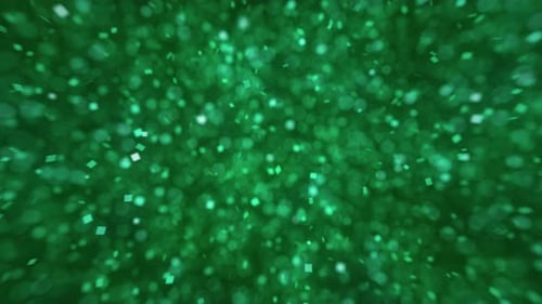 Green Neon Flow Squares Stars Flying Cosmic Particles Sparkle Falling Background New Year Christmas