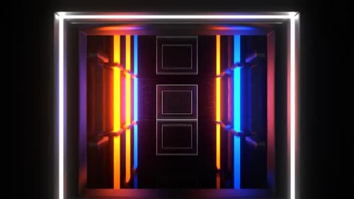 Blue And Orange Fast Flashing Light Strobe Neon Corridor Background Vj Loop In HD