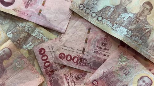thai baht money cash currency Thailand economy notes and bills THB