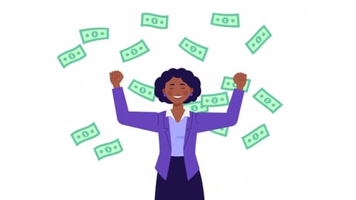 Financial Success Animation with Falling Money