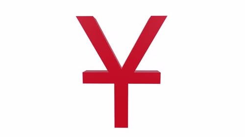 Chinese Yuan Symbol 3d object rotating loop