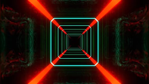 Futuristischer Neonstrobe-Hintergrund mit Infinity Mine, Türkis und Tieforange, Vj Loop I, 4K