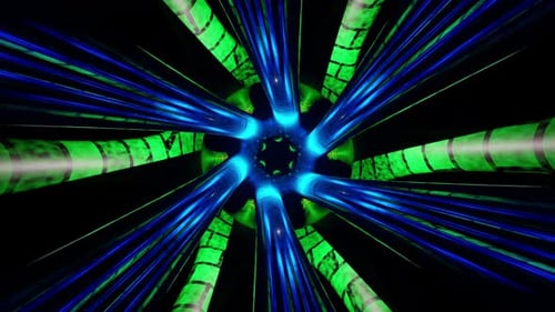 Blue and green abstract background with circular design in the center. Looped animation